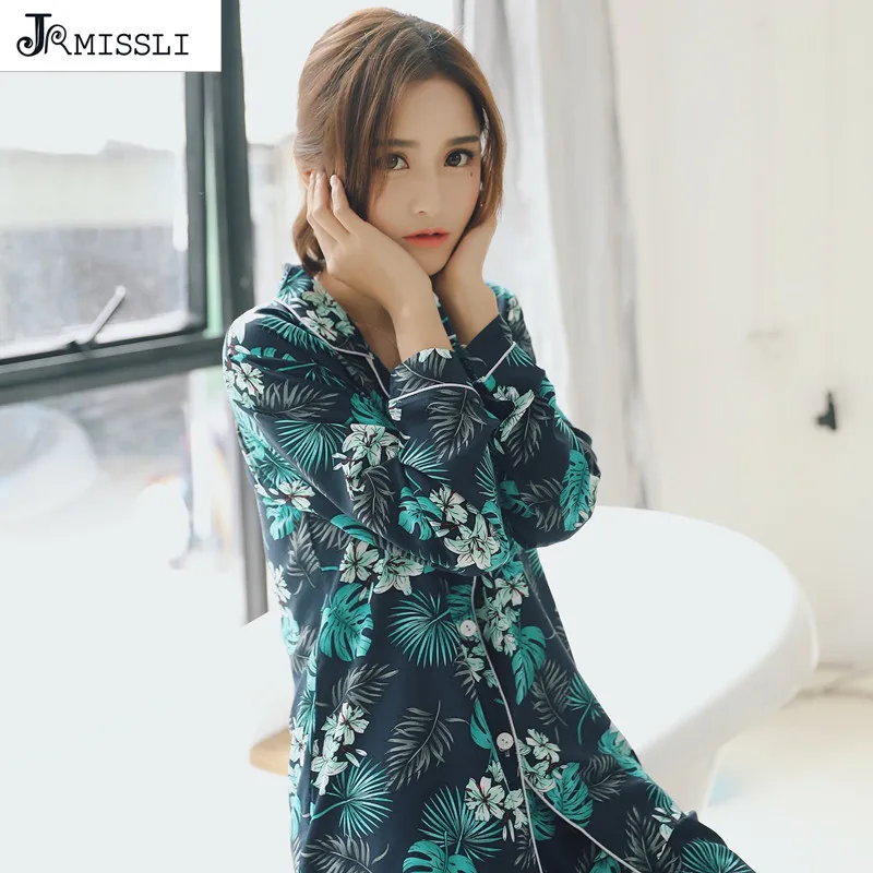 

JRMISSLI 2018 Srping casual 100% cotton long sleeve women pajama sets Cute cartoon sleepwear women pyjama femme