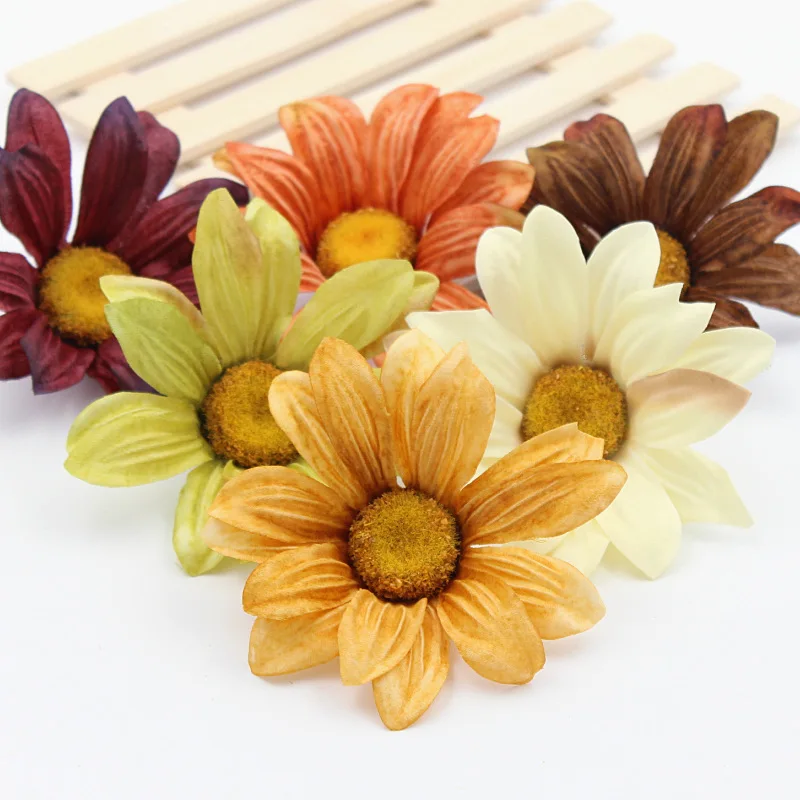 

5PCS New style Sunflower Flower heads Gerbera Daisy wreath pectoral flower bouquet Wedding dress Decorative wreaths materials