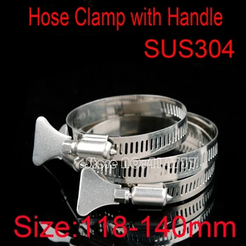 

10pcs/lot High Quality 118-140mm American Style Hose Clamp with Butterfly Handle 304 Stainless Steel hose hoops with handle
