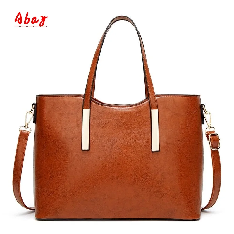 

Abay Fashion Tote women bag 2019 summer new wild large capacity oil wax leather shoulder diagonal mother bag