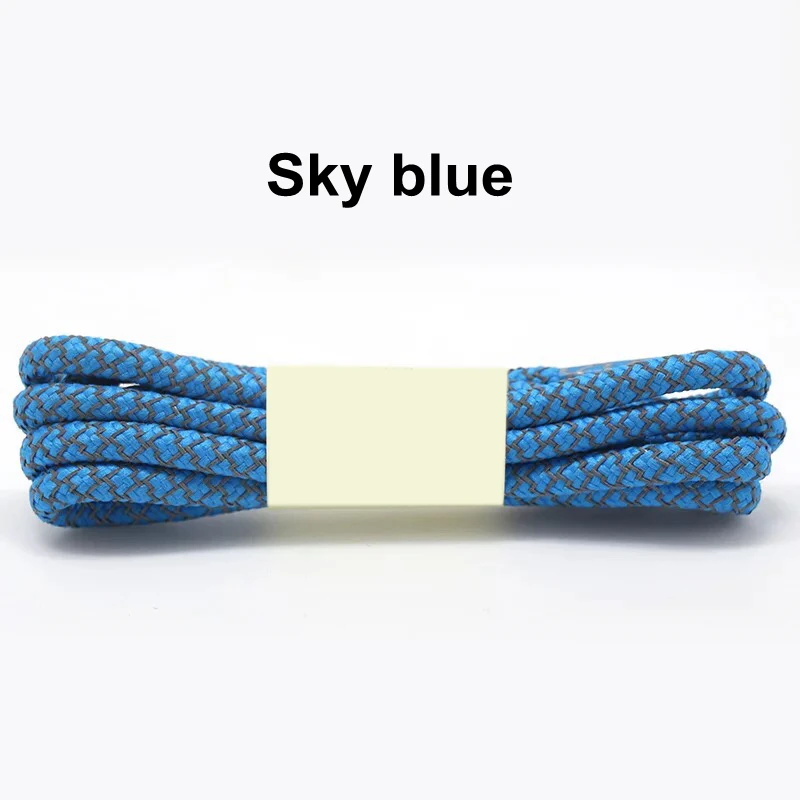 1 пара флуоресцентных кроссовок шнурки спортивные шнурки полиэстер Пейсли светоотражающие шнурки Ронды видимая безопасность кордон обуви кружева - Цвет: Sky blue