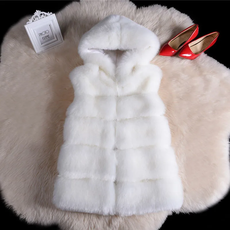 AOTEMAN Faux Fur Coat Women Winter Fashion Elegant Warm Slim Solid Faux Fur Vest Ladies Vintage Fur Coat Jacket Casaco Feminino