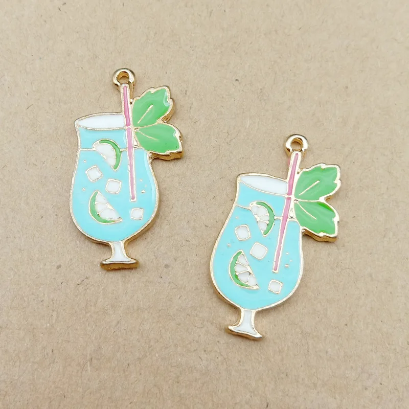 

10pcs 17x29mm drinks charms enamel charm for jewelry making and crafting charm fashion pendant