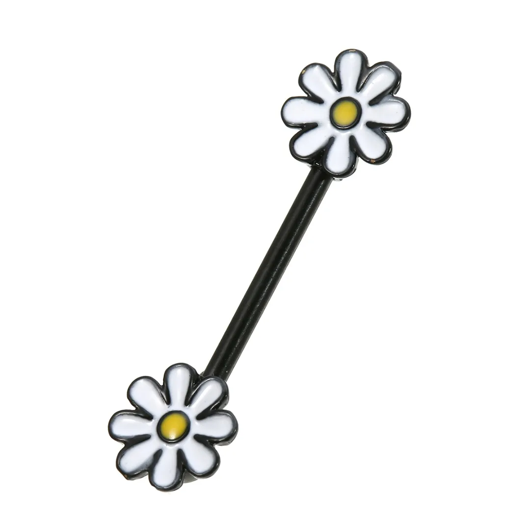 New Design Surgical Steel Bar Barbell Flower Nipple Ring Body Piercing Jewelry For Women Girl Shellhard Charming nipple piercing