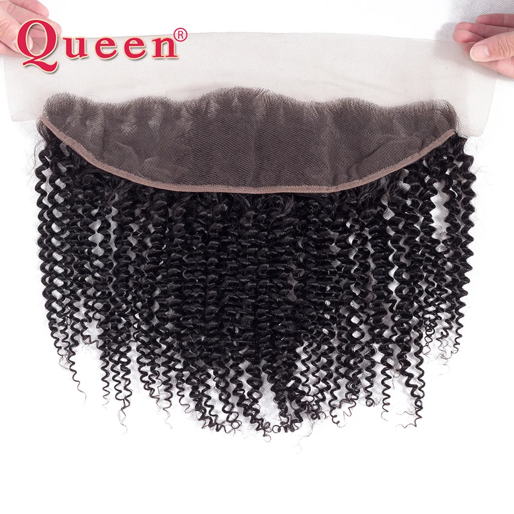 Queen Hair Products Malaysian Hair 3/4 Bundles With Frontal Closure Kinky Curly Bundles With 13*4 Closure 100% Remy Human Hair