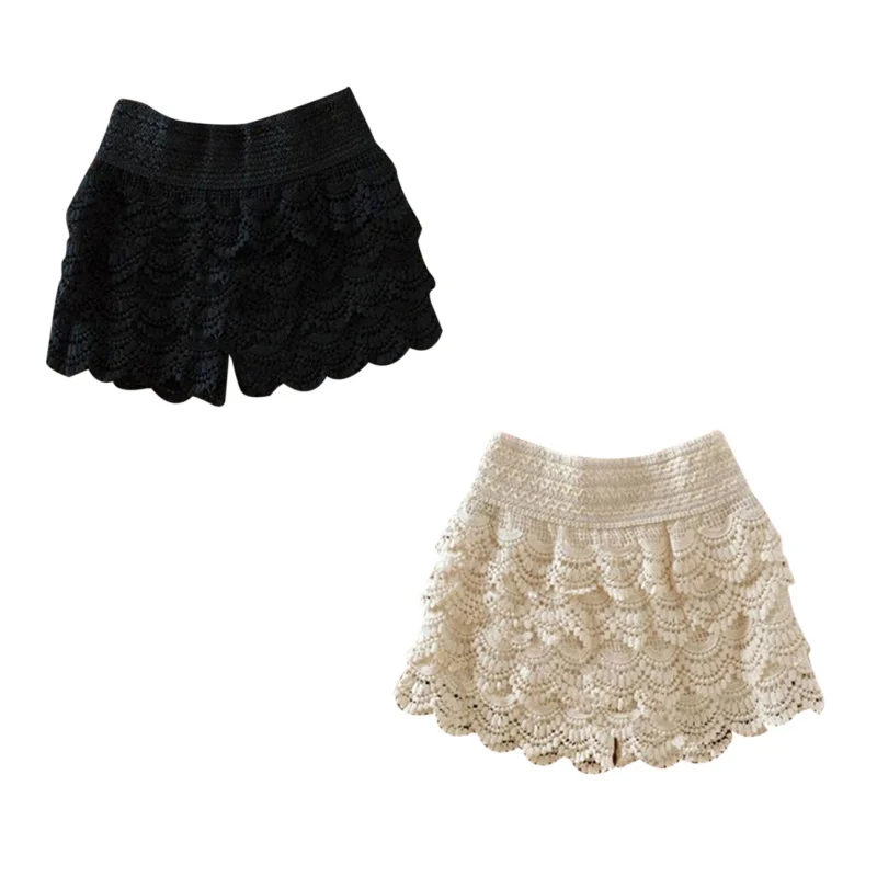 Women's Shorts Lace Crochet 2017 Summer Fashion Elastic Waist Slim Shorts