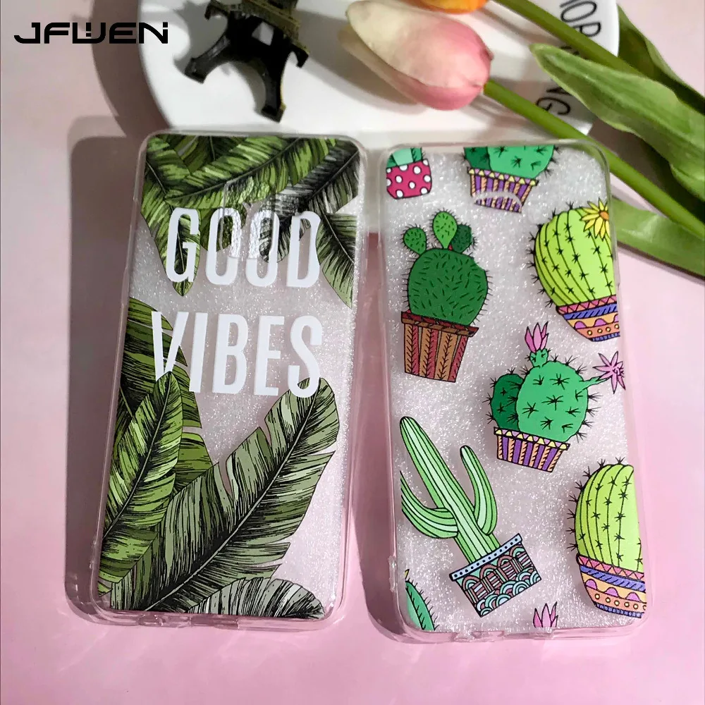 

JFWEN For Samsung A8 2018 Case Silicone Soft TPU Back For Coque Samsung Galaxy J4 J6 A8 2018 Case Cover Cactus Phone Cases