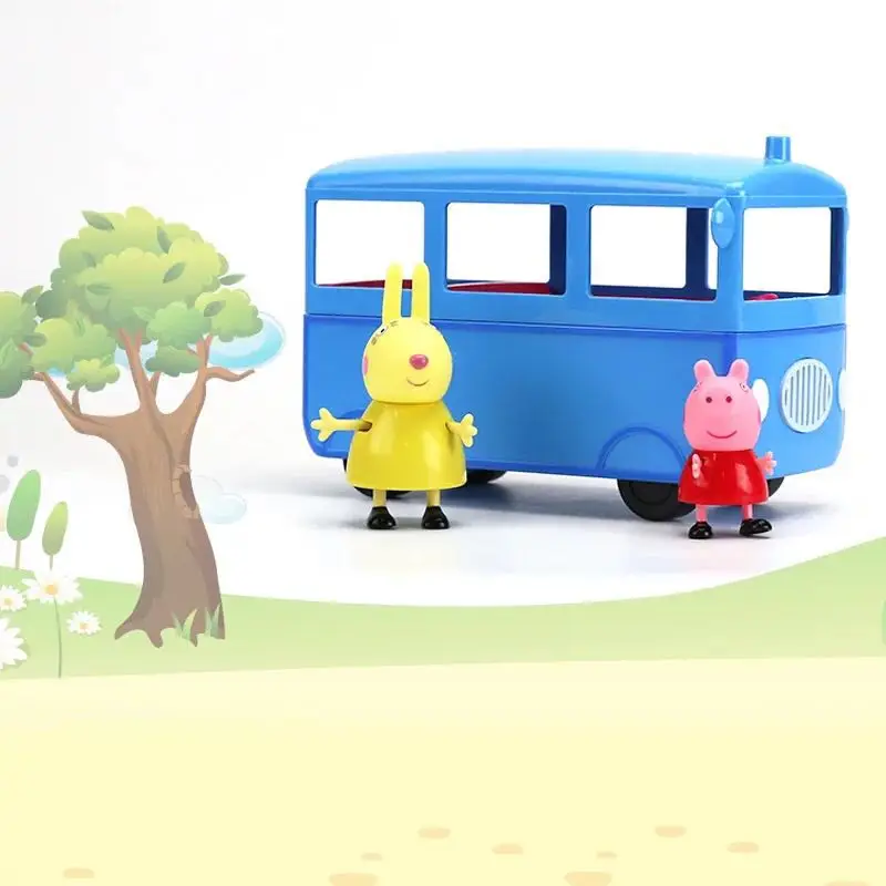 Подлинный школьный автобус Свинка Пеппа с фигуркой PEPPA & Miss Rabbit детский игровой