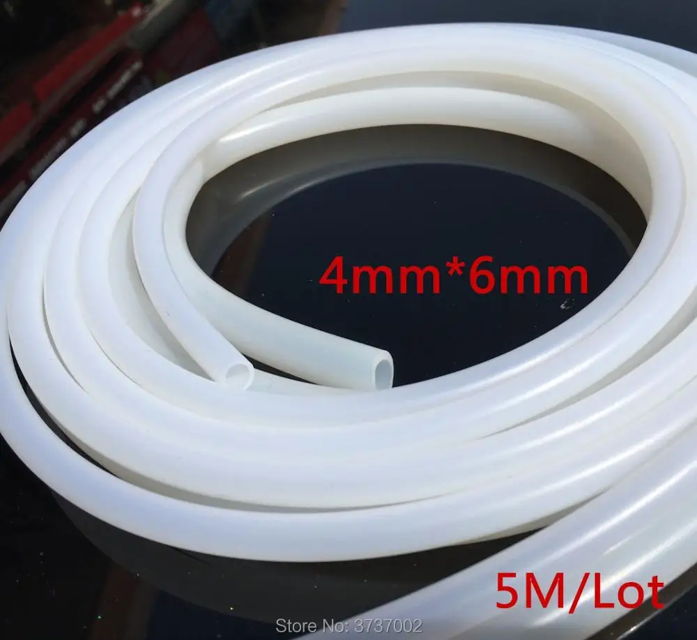 

5M Silicone Plumbing Hoses ID4*6 High and Low Temperature Resistance FDA Non-toxic Soft Silicone rubber soft Tubing