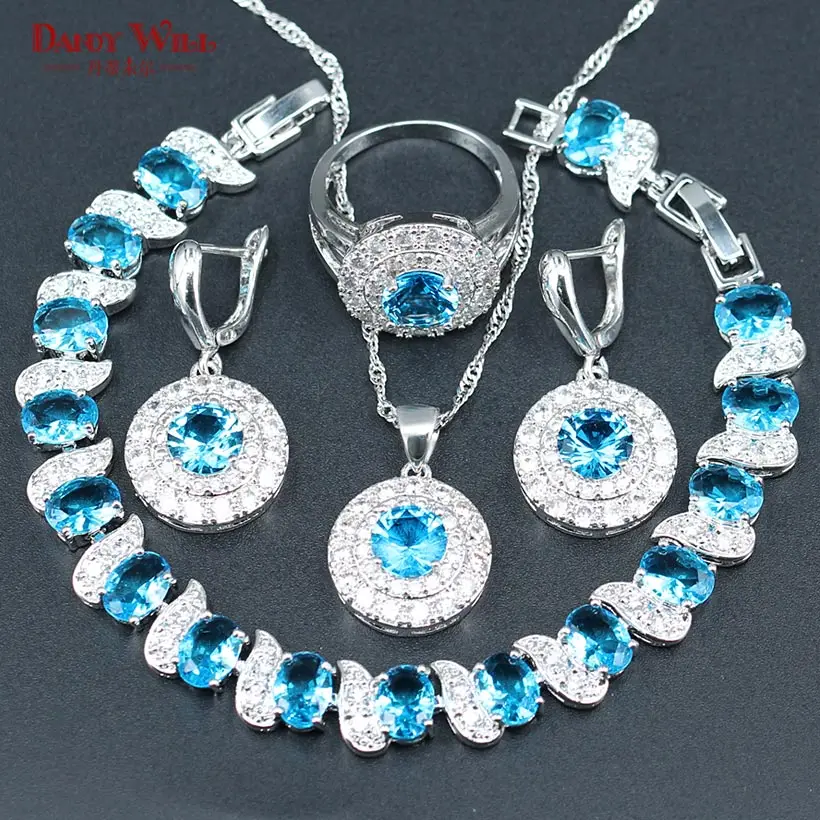 sky blue flower jewellery