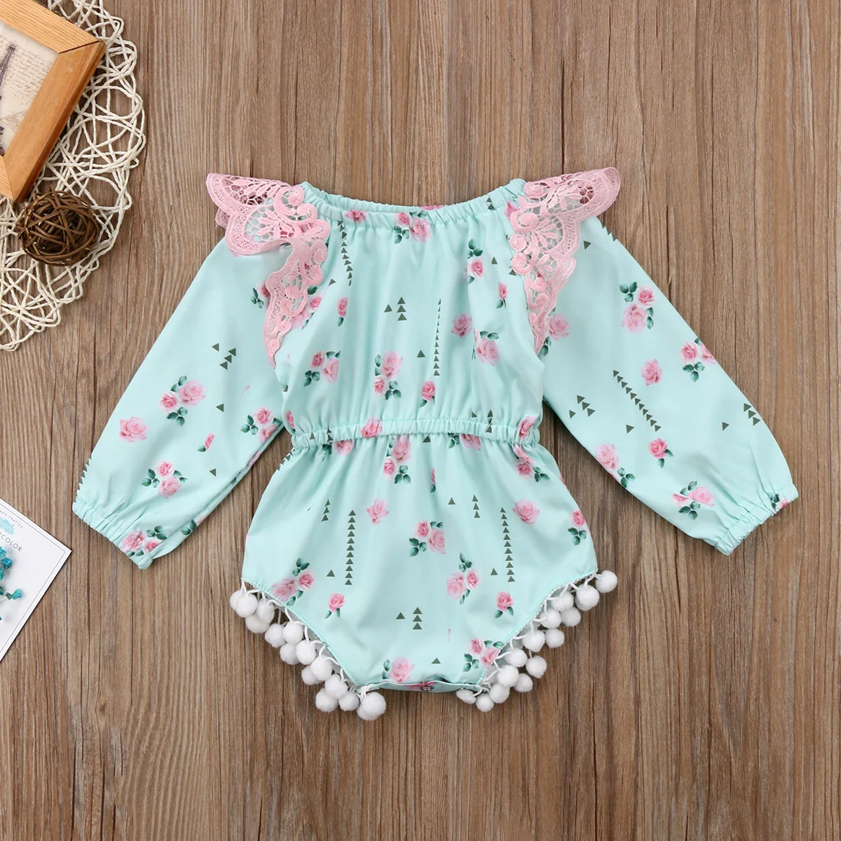 

Newborn Toddler Kids Baby Girls Lace Floral Romper Flower Jumpsuit Outfits One-pieces Clothes