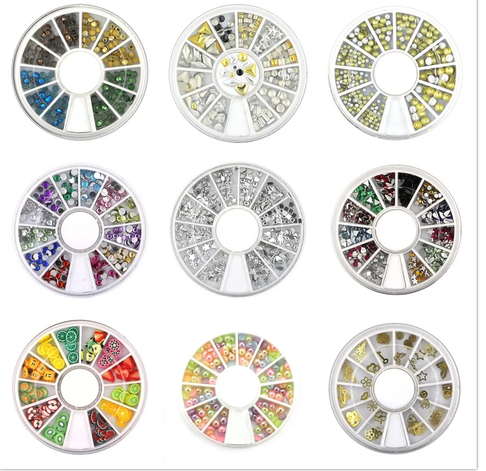 

nail decorative nail plate rivets pearl mixcolor metal box pearl nail Rhinestones nail tool