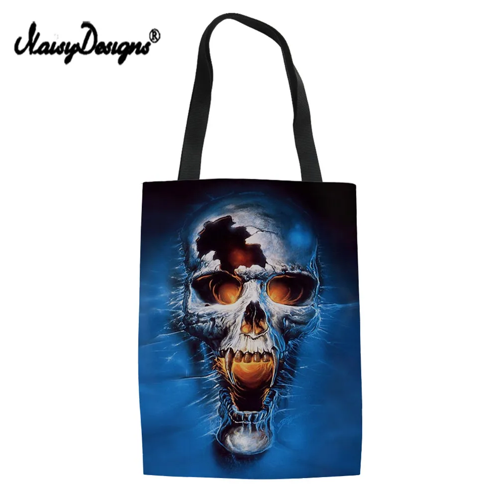 

NoisyDesigns Fashion Lady Women's Shopping Bag skull Drawstring Messenger Crossbody Bag Eco-friendly Portable Canvas Travel Bag