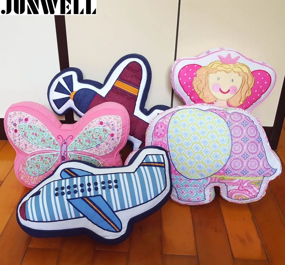

100% Cotton Shaped Cushion With 100% Polyester Filling Cartoon Applique Embroidery Throw Pillow Sofa Back Cushion Baby Room