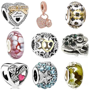 

Vintage Murano Hollow Bow Star Hamsa Hand Crystal Heart DIY Beads Jewelry Making for Pandora Chamrs Bracelets Jewelry for Women