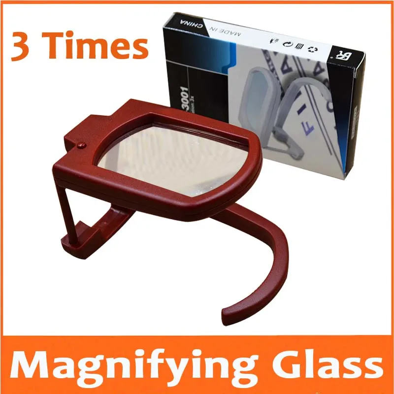 

3X Red Pocket Standing Style Illuminated Desktop Reading Magnifying Glass Magnifier with 2pcs LED Lamps for Children Education