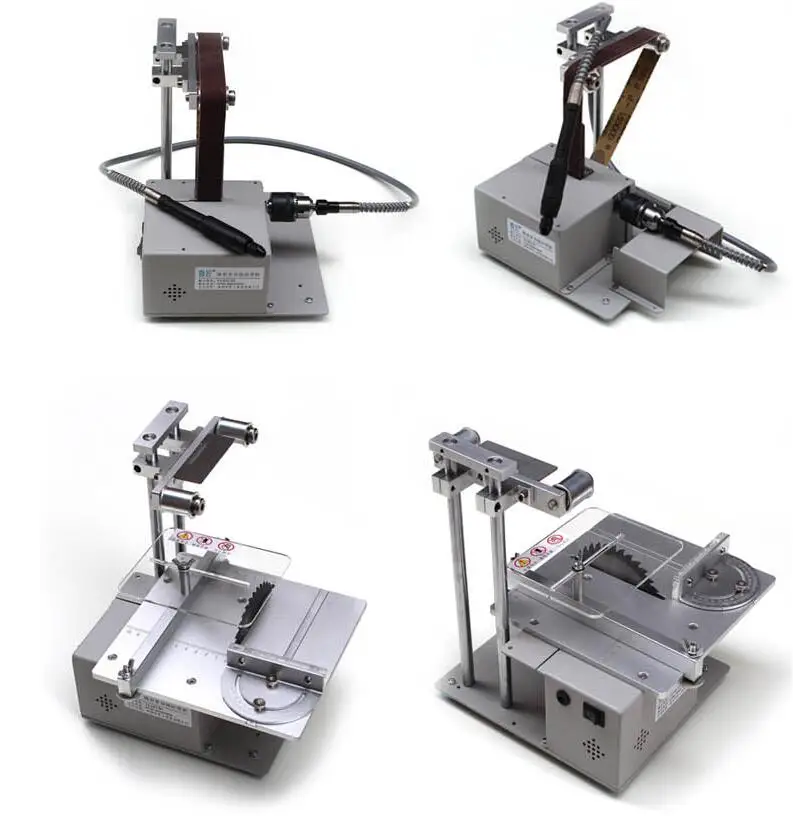 4 в 1 Мини-Настольная пила и ленточный шлифовальный станок 110 V-240 V ручной работы деревообрабатывающий станок DIY Модель ремесла режущая пила с адаптером питания