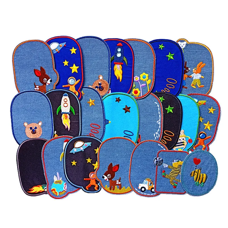 

Sewing Repair Elbow Knee Patches Iron on Patch for clothing Jeans Stripes Stickers Embroidered Badge Children Cloth Alien patch