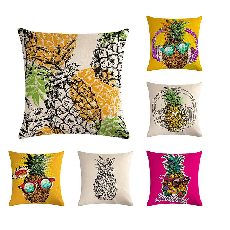 

45x45cm Pineapple Cushion Cover Fruits Decorate Throw Pillow Cover Cotton Linen Pillowcase Home Decor For Sofa Bedroom