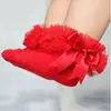 Calcetines de niñas bebé con corbata de lazo de encaje con volantes princesa calcetín de algodón con cintas de colores gris Rojo Negro Rosa Blanco calcetines de princesa ► Foto 2/6