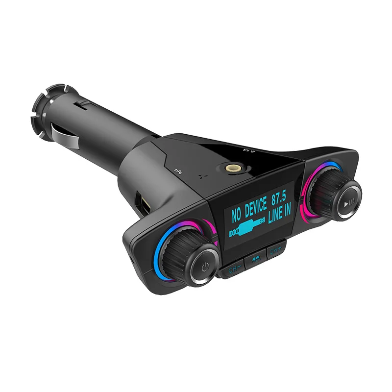 

BONOLA 2 Knobs 2USB Car Phone Charger Smart Car Bluetooth 4.0 MP3 Multi Function LED Display Fast Phone Car Charging FM Receiver