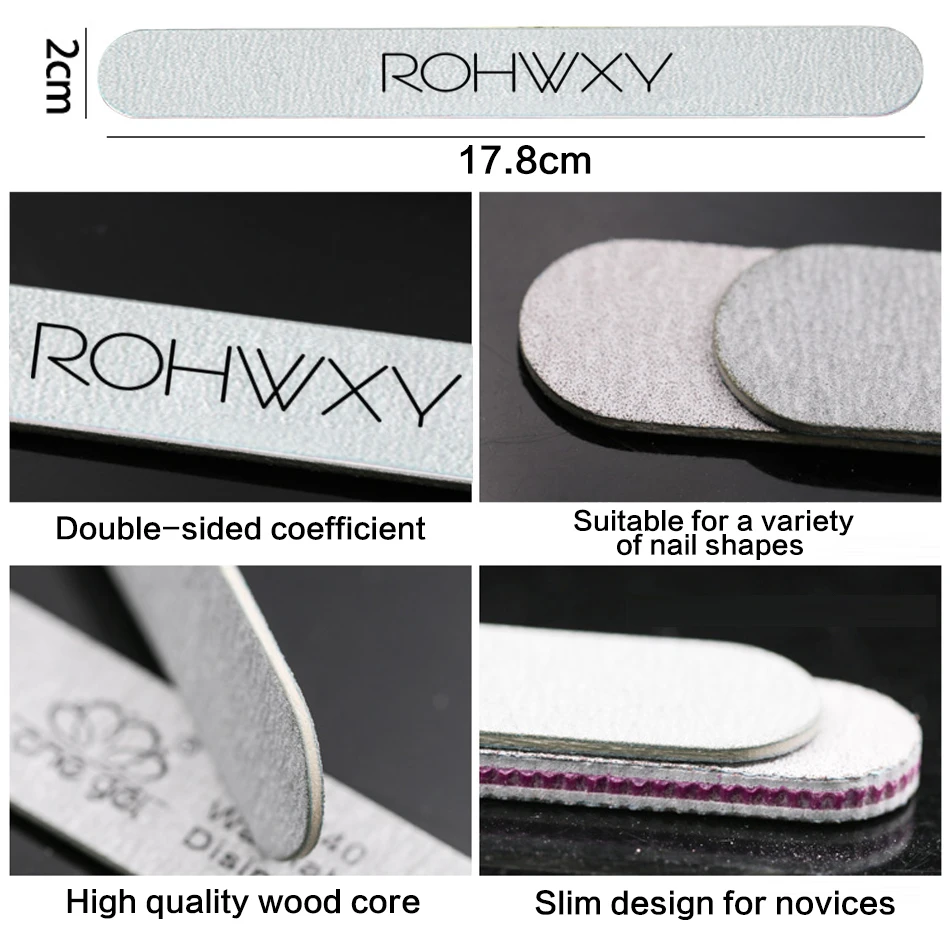 ROHWXY 5 шт. пилочки для ногтей наждачные 100/180 триммер буферный Лайм a ongle инструменты для дизайна ногтей двусторонняя моющаяся полировка Шлифовальная Пилка губка