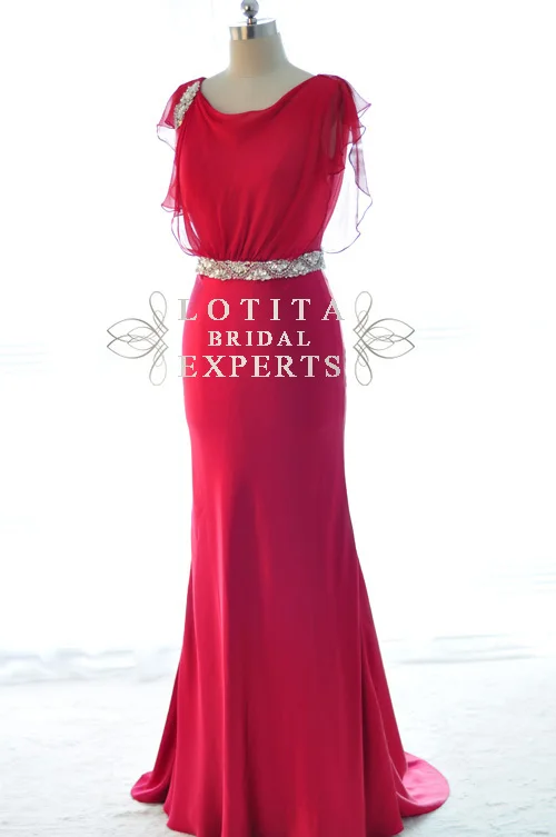 

free shipping new vestido de festa longo robe de soiree 2014 salomon hot sexy red chiffon crystal party gown Graduation Dresses