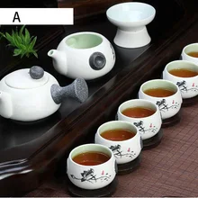 10 шт./компл. Снежный глазурованный чайный набор наборы, 6 чайных чашек и 1 чайный горшок, чайный набор кунг-фу для путешествий. Горячие продажи керамического чайного набора. кофейная чашка