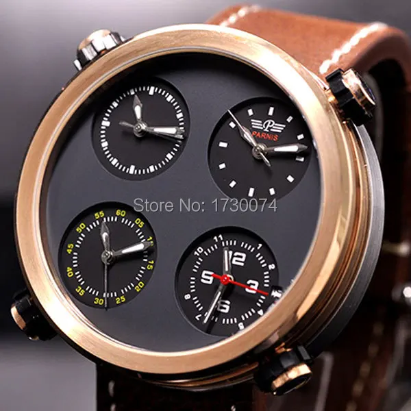 

Parnis watch 48mm 4 small special dial fashion full chronograph quartz movement Men's watch P55