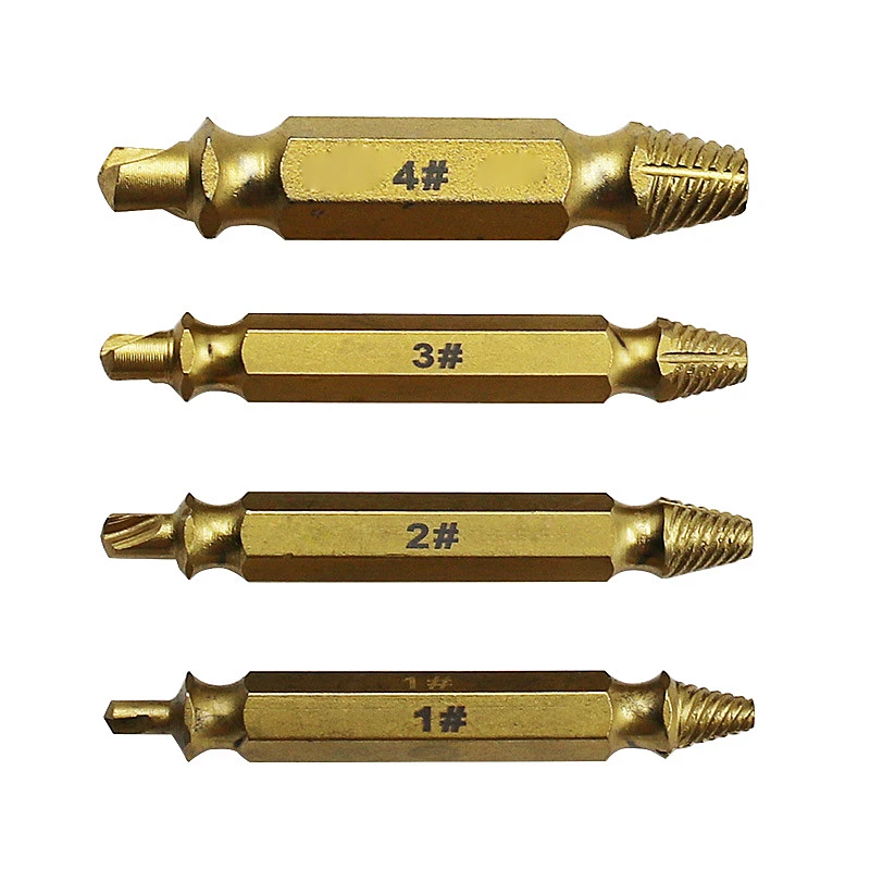 4Pcs New Screw Extractor Drill Bits High Speed Steel Damaged Screw Remover Set 4Pcs New Screw Extractor Drill Bits High Speed Steel Damaged Screw Remover Set