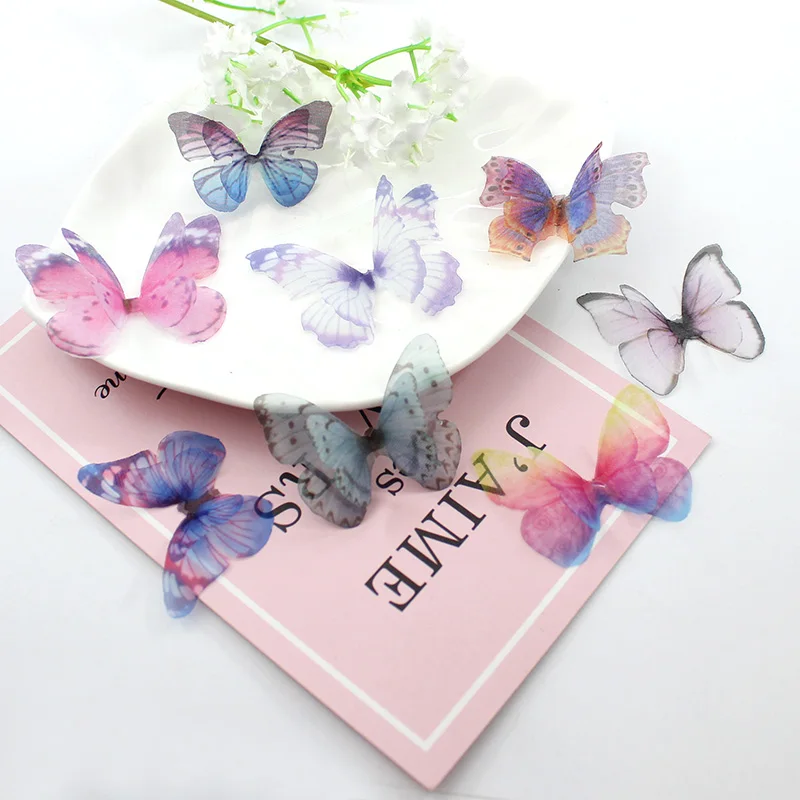 

10PCS Glue On Organza butterfly, Crystal butterfly, Headpiece Craft, Wedding Jewelry Decoration,DIY Jewelry Supplies