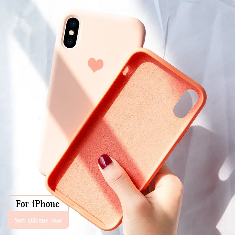 

Candy Love Logo Liquid Silicone Rubber Matte Case for Apple iPhone XS MAX XR X 10 6 7 8 6S Plus 8Plus Soft Shockproof TPU Cover