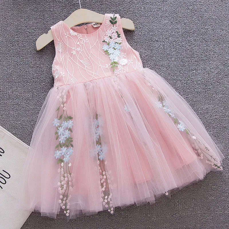 

Toddler Girls Sleeveless Casual Dress Summer Baby Girl 1 2 year Birthday Party Dresses Infant Baptism Vestidos Children Clothing