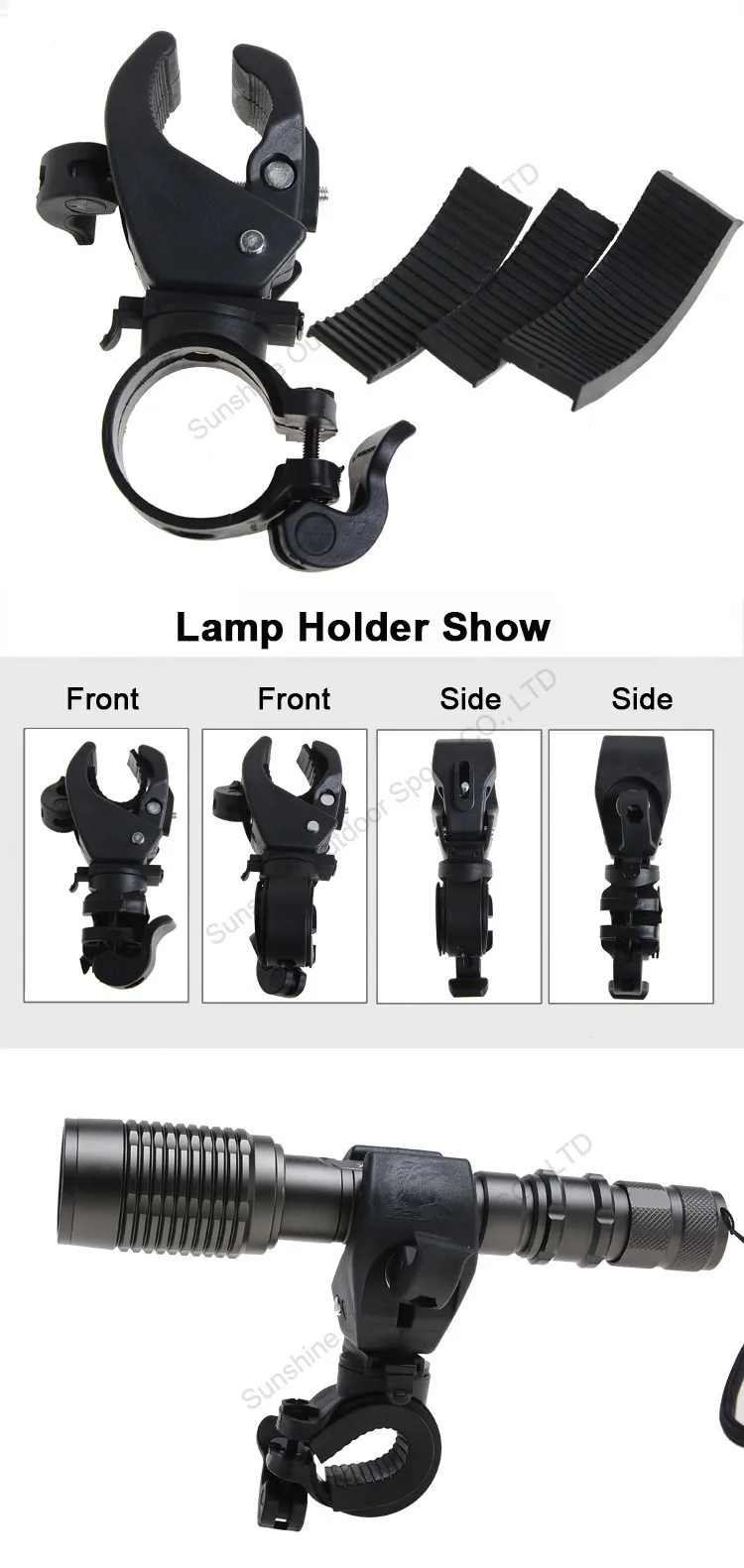 Sale Rockbros Road Mountain Bike Light Flashlight LED Lamp Holder 360 Degree Rotating Bicycle Light Stand Bycicle Front Light Clips 2