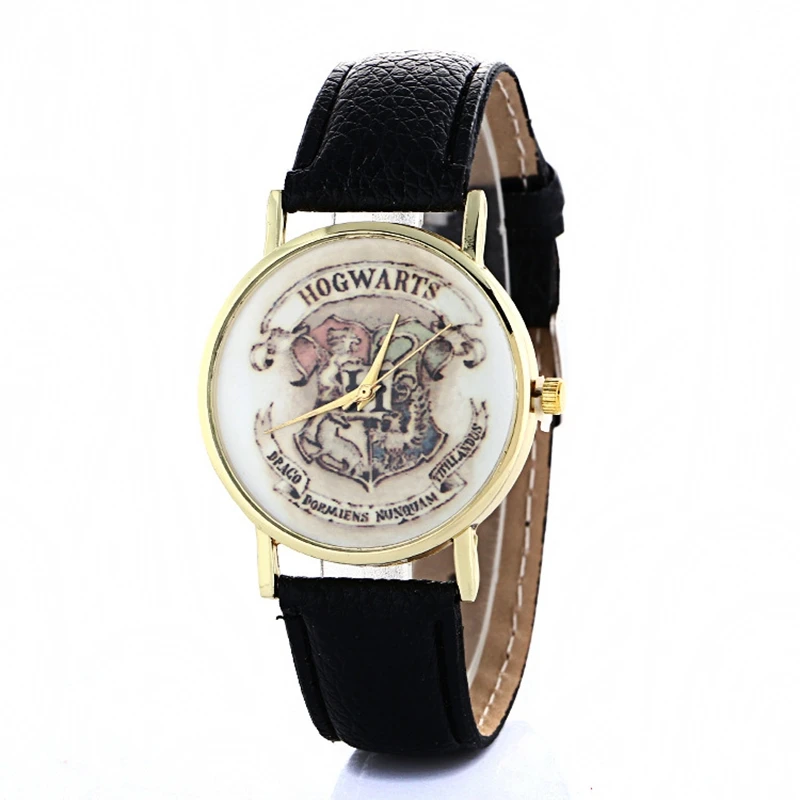 

2017 New Hogwarts School Design Magic School Watch,Magic Pattern Badges Leather Watch Unisex Watch relogio masculino