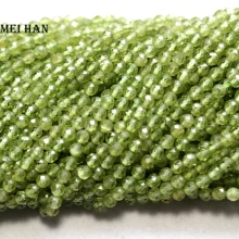 Meihan(3 нити/набор) натуральный 3,5 мм граненый круглый Перидот ручной работы свободные бусины для дизайна ювелирных изделий