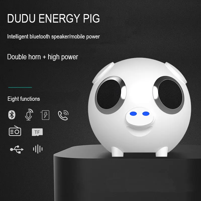 

New Wireless Multifunction speaker Cute Pig Animal Shape Bluetooth Wireless Speaker Portable Power Bank Loudspeaker FM for Gifts