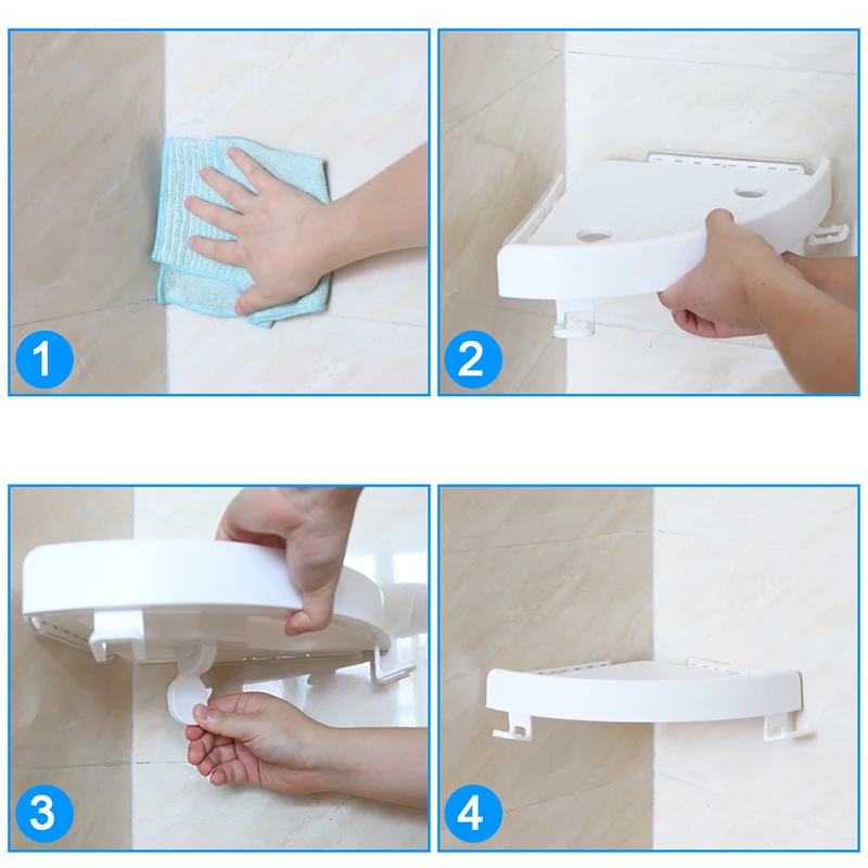 Bathroom Shelf Qrganizer Corner Shelf Caddy Bathroom Plastic Snap up Corner Shelf Shower Storage Wall Holder Shampoo Holder Box