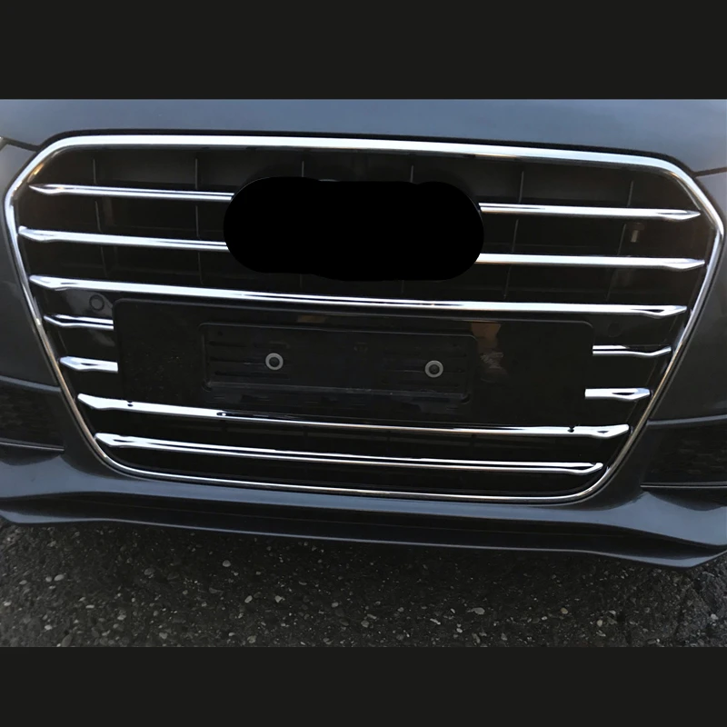 Автомобильный Стайлинг ПЕРЕДНЯЯ РЕШЕТКА решетка украшение крышка отделка из нержавеющей стали гриль Декор полосы для Audi A4 2013- внешний Молдинг