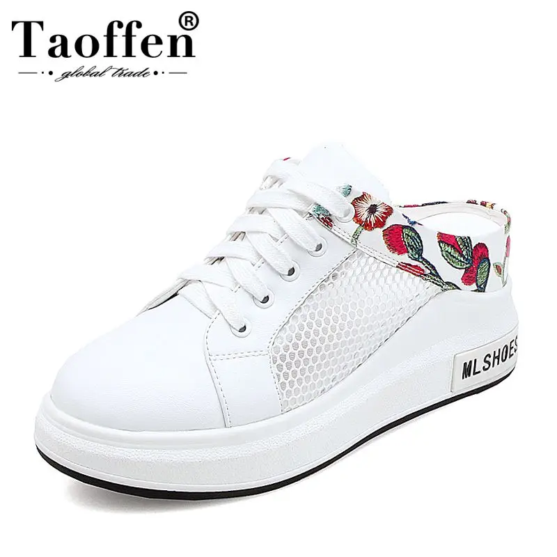 

Taoffen 2019 Summer Spring Vulcanized Shoes Women Flower Breath Cross Strap Dating Thick Bottom Vulcanized Shoes Size 31-43