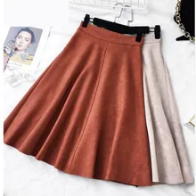 U-SWEAR Осенняя винтажная замшевая юбка женская плиссированная юбка макси с высокой талией модная женская юбка Faldas Mujer Moda