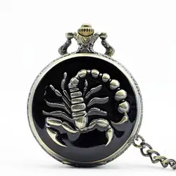 PB027 высокое качество Япония движение Скорпион карманные часы с цепочкой цепочки и ожерелья Кулон Античный стимпанк большой размеры WP4009