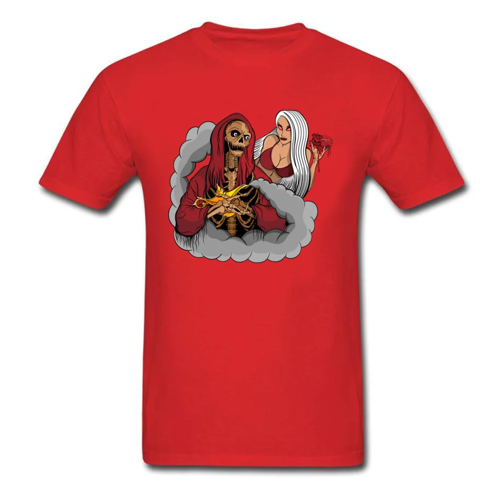 Evil Skeleton Genius Short Sleeve Tops T Shirt Round Neck Pure Cotton Mens Top T-shirts Summer Clothing Shirt Slim Fit Evil Skeleton Genius red