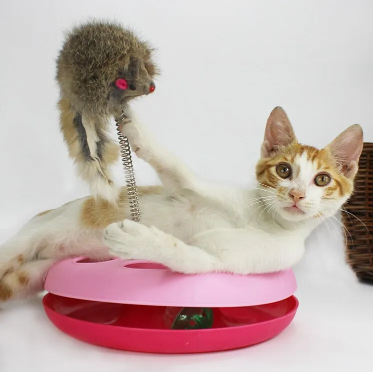 Забавные питомцы щенок интерактивные кошачьи игрушки 1 шт. очаровательные игрушки для собак для кошек пластиковый диск с мышкой игрушки для кошек