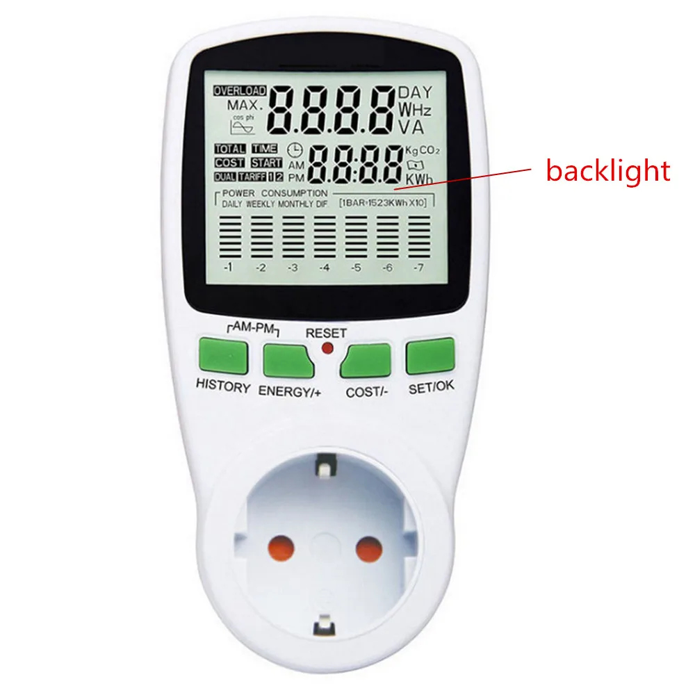 

Intelligent AC Energy Meter Wattmeter Socket Energy Meter Voltage Current Frequency Electricity Monitor EU/US/UK Plug