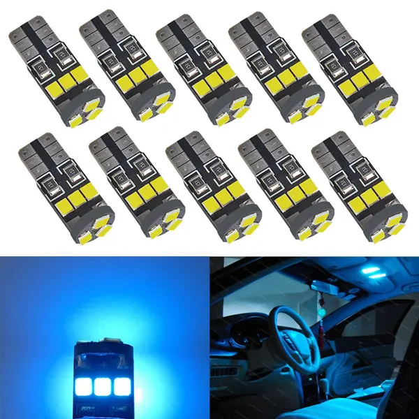 VANSSI 10 шт. W5W 168 2825 194 9SMD светодиодный лампы для салона автомобиля купольная карта Багажника Грузовой двери вежливое освещение лампы DC12V - Испускаемый цвет: Ice Blue