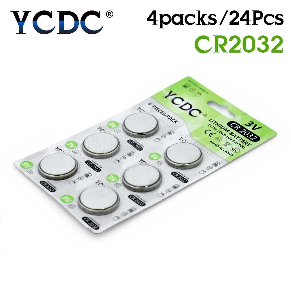 

24Pcs YCDC 3V CR 2032 Lithium Button Coin Cells Batteries CR2032 DL2032 KCR2032 5004LC Lithium Button Battery For Pointer Watch