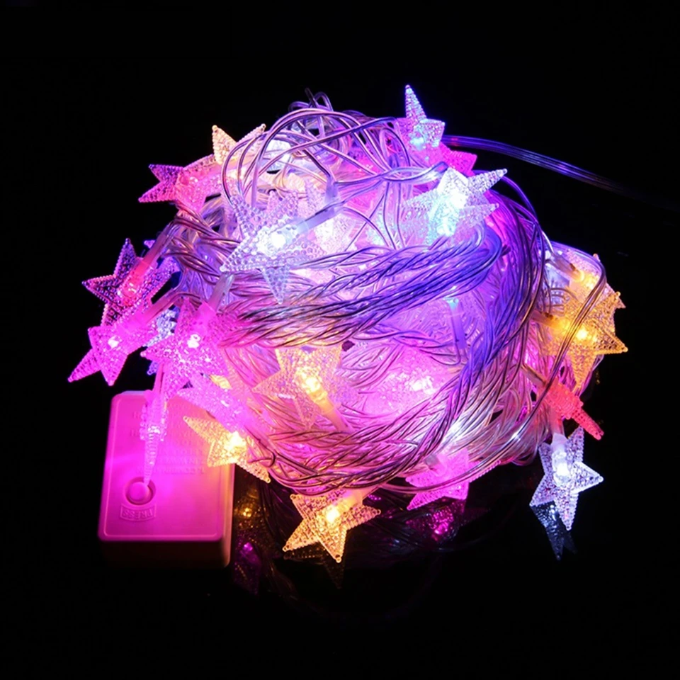 

AC85-265V 8 Modes 10M 60Leds Colorful Snowflake Ball Star Hairball Snowball Holiday Deco LED String Light With Tail Plug