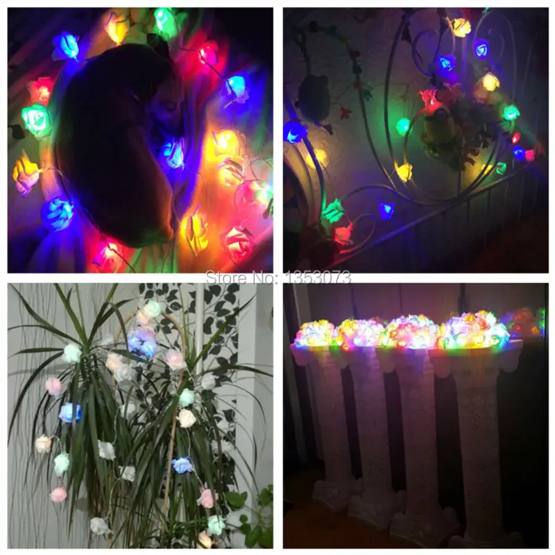 Rose Multicolor LED String Lights LED Rope Christmas Garlands Holiday Light Wedding Lantern Lighting 1-6