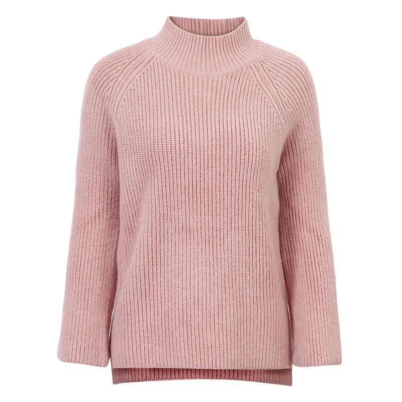 Wixra, базовый пуловер, весна, новинка, женский свитер, водолазка, свободный, длинный рукав, кроличья шерсть, Вязанный свитер, женский джемпер, топы - Цвет: pink